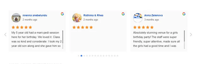 Google Reviews integration Google Reviews widget integrated into a small business website